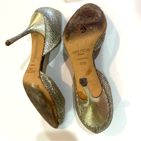 Jimmy Choo Glitter D'Orsay Pumps Peep-Toe Women's Shoes 8 —READ! - Picture 5 of 8